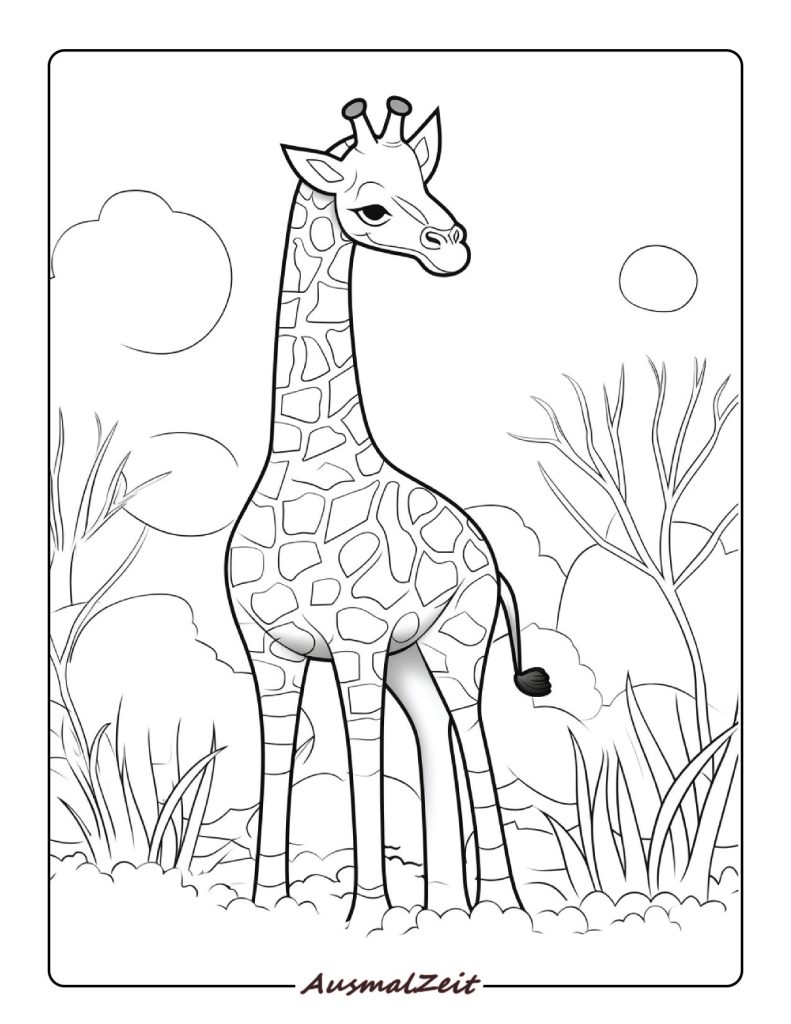 Giraffe Ausmalbild Kostenlos zum Ausdrucken