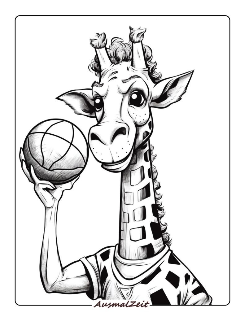 Giraffe Basketball Malvorlage Spielen für Kinder