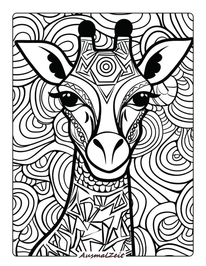 Giraffe Mandala Ausmalbild zum Ausdrucken Kostenlos