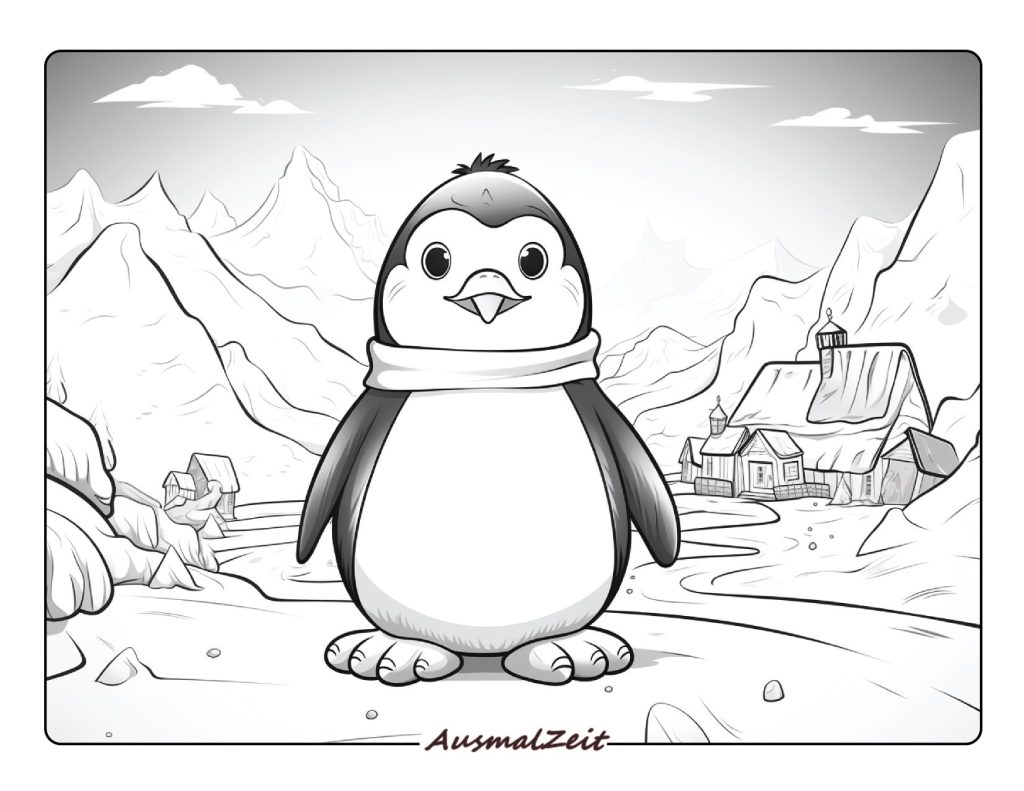 Ausmalbild Pinguin Gesicht Frontalansicht