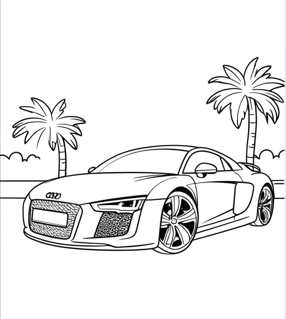 Ausmalbild Audi am Strand