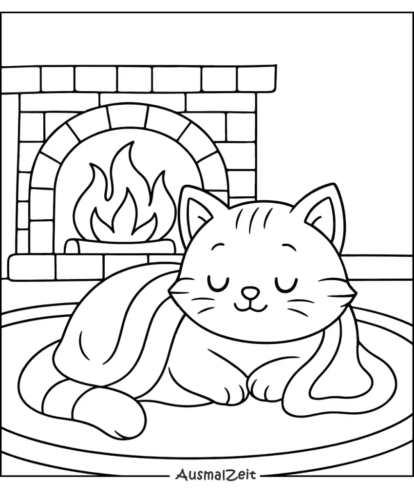 Ausmalbild Katze mit Schleife