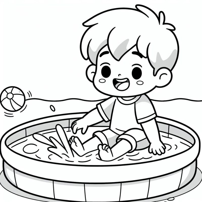Aufblasbarer Pool Ausmalbild für Jungen