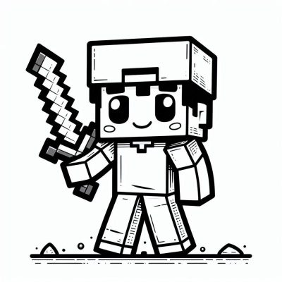 Ausmalbild Minecraft Charakter