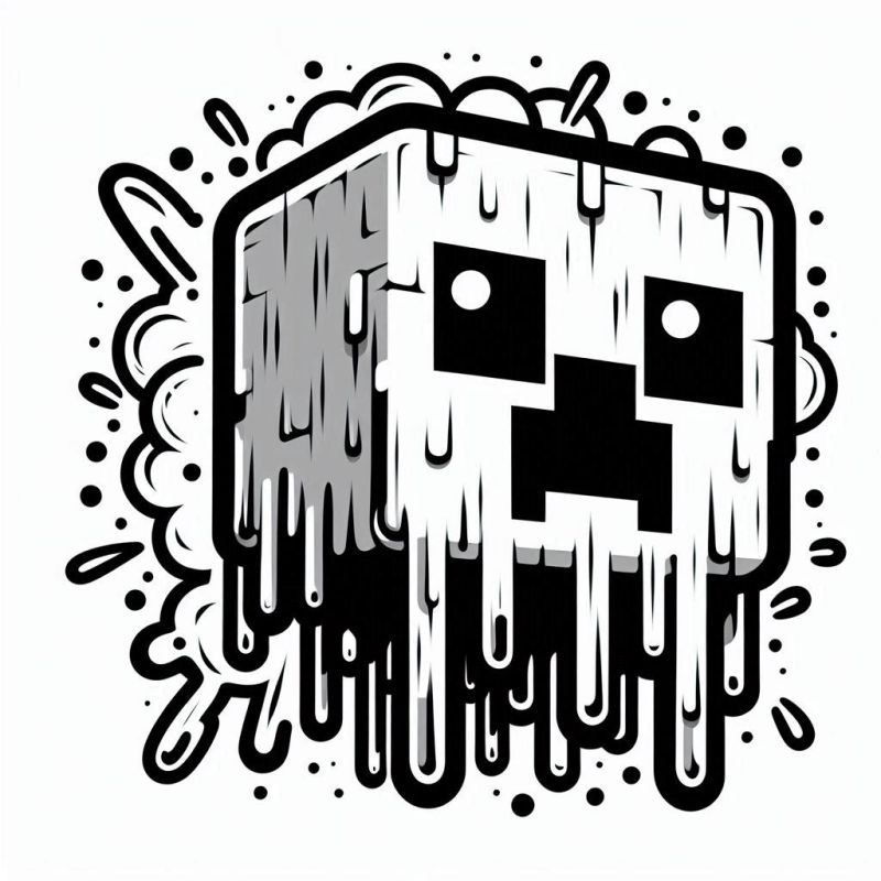 Ausmalbild Minecraft Creeper Schmelzblock zum Ausdrucken