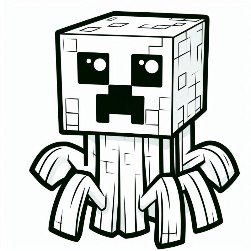 Ausmalbild Minecraft Ghast Charakter