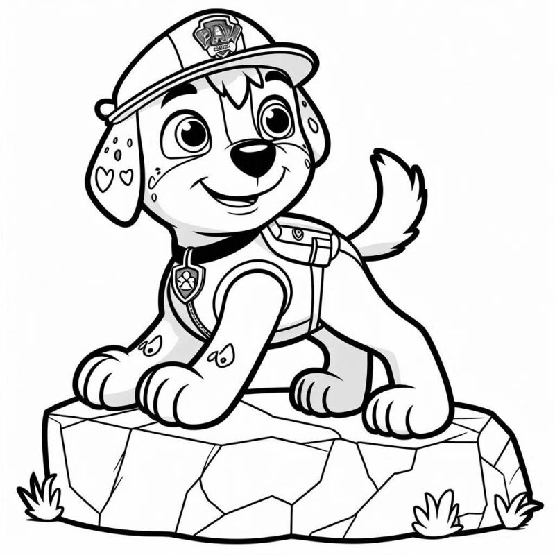 Ausmalbild Paw Patrol Hund lächelt