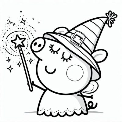 Ausmalbild Peppa Wutz Hexen
