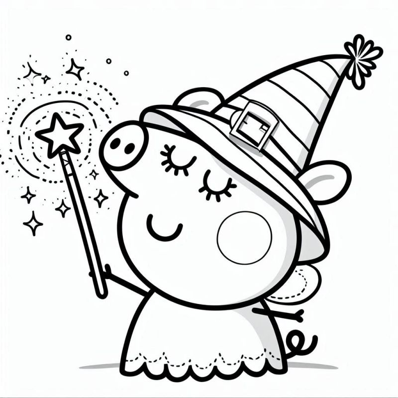 Ausmalbild Peppa Wutz Hexen