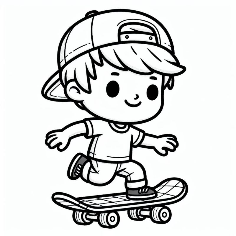 Ausmalbild Skateboard für Jungen