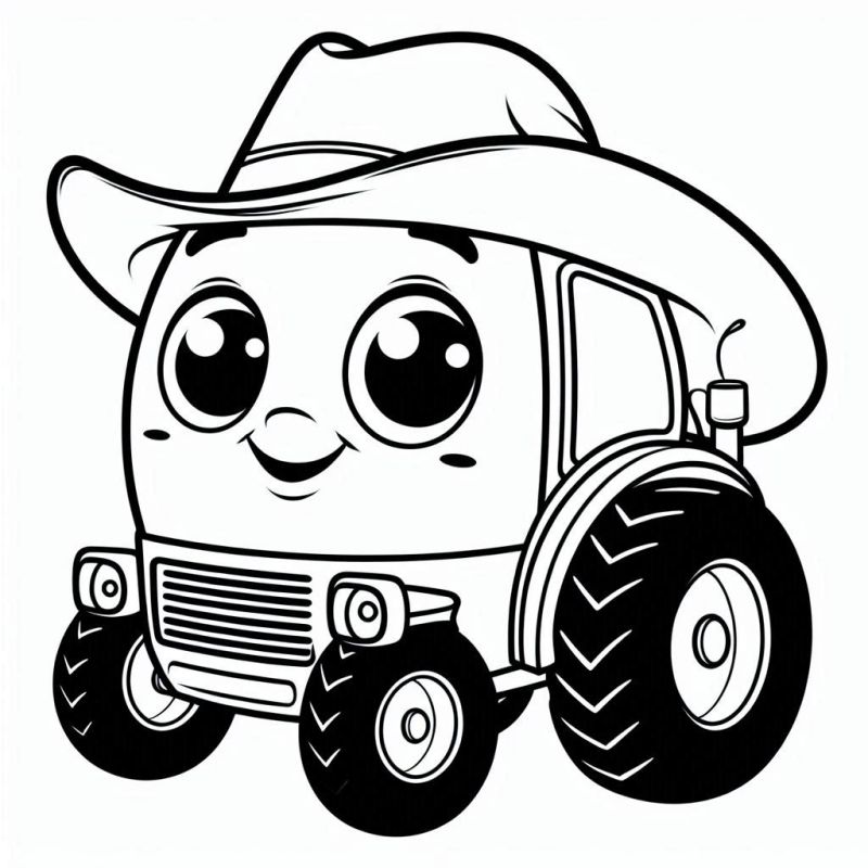 Ausmalbild Traktor Foto Cowboy für kleinkinder