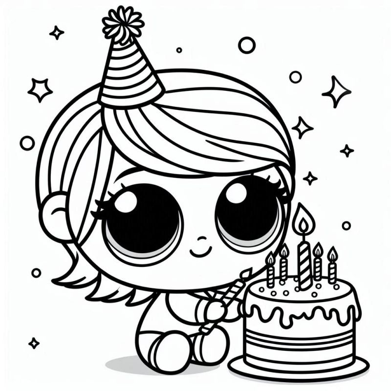 lol Baby mit Kuchen Party Ausmalbilder für Kinder