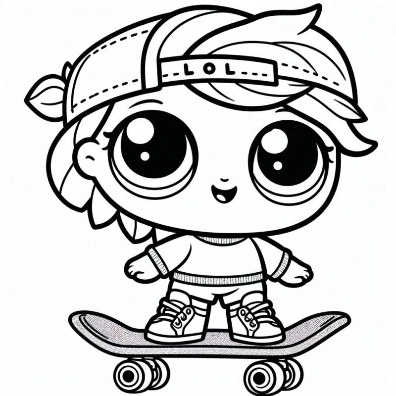 Ausmalbild lol Puppe Skateboard