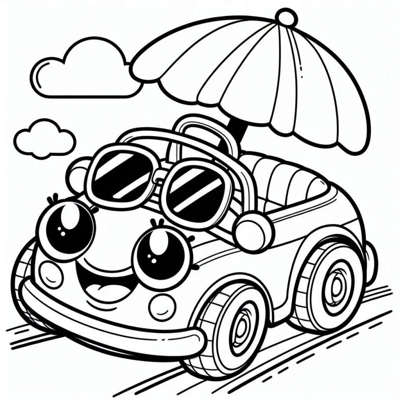 Malvorlage Auto mit Brille