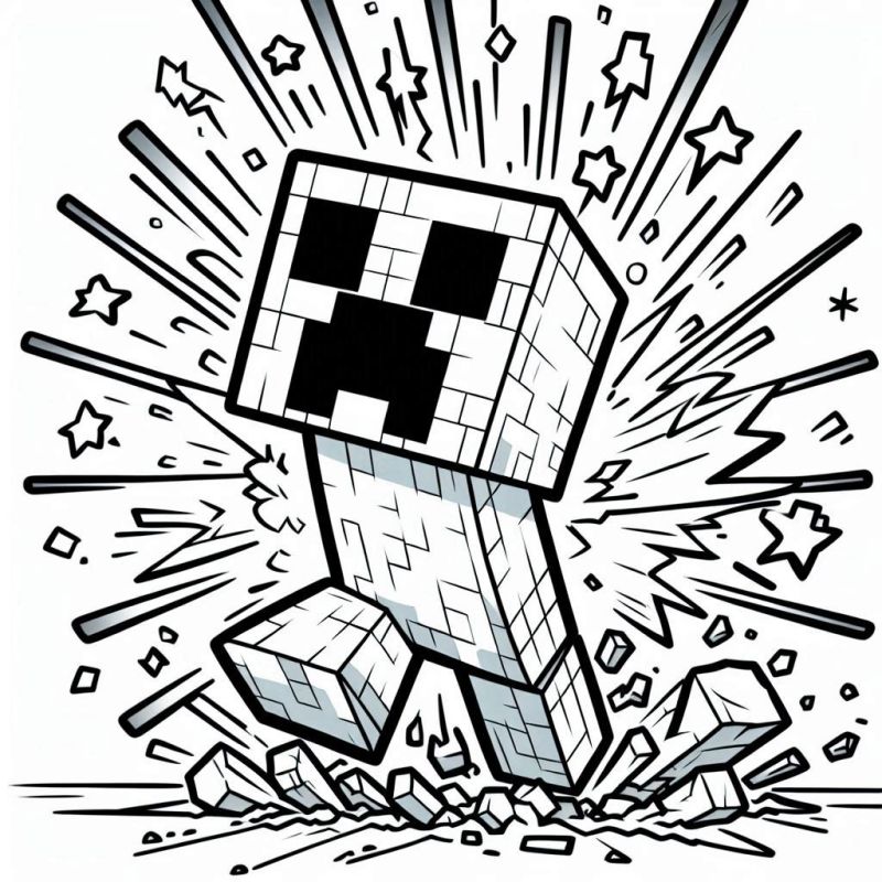 Dynamischer Creeper Minecraft Ausmalbild Kostenlos zum Ausdrucken