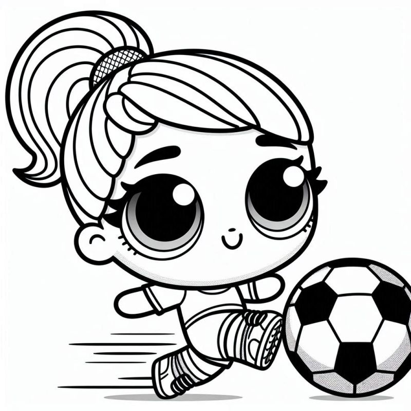 Ausmalbild lol Mädchen spielt Ball