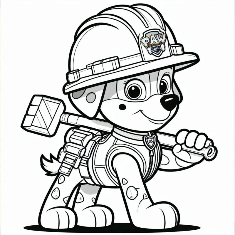 Ausmalbild Paw Patrol Bauhund zum Ausdrucken