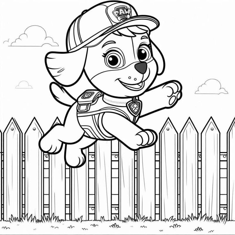 Ausmalbild Paw Patrol Hund Springen kostenlos