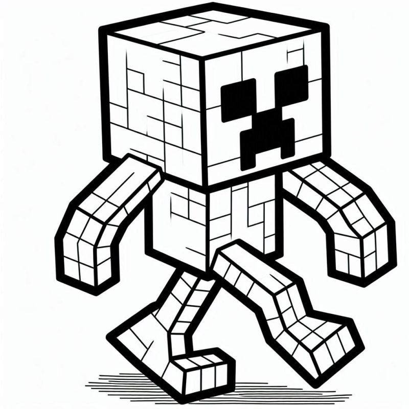 Pixelige Minecraft Creeper Ausmalbild Kostenlos