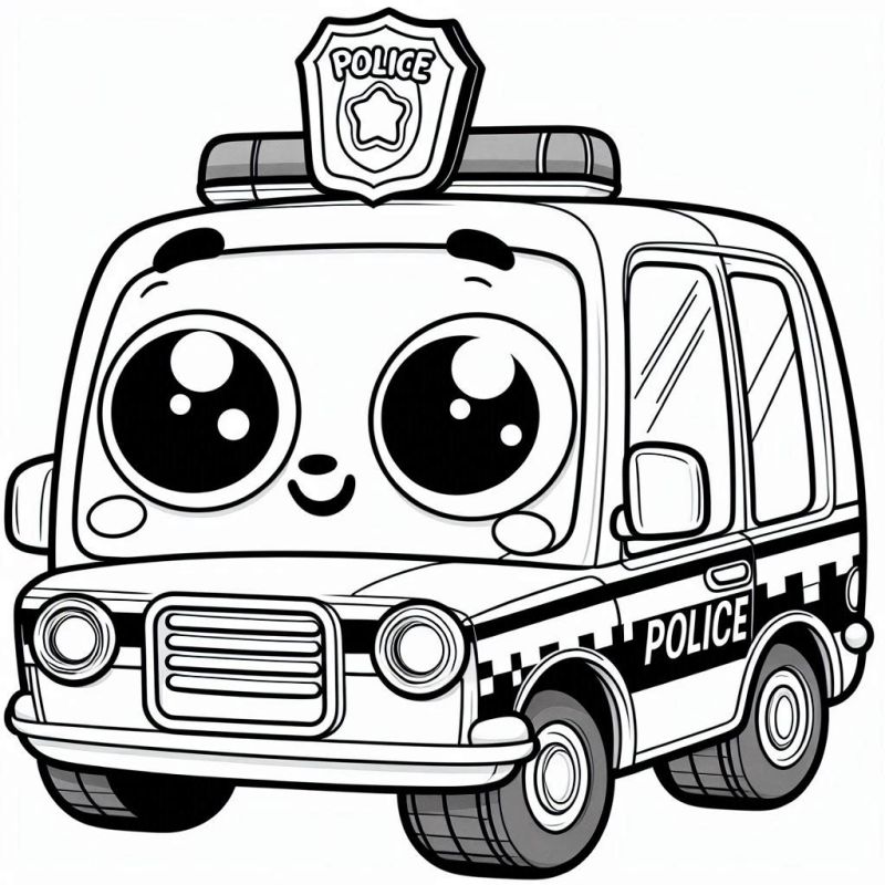 Süße Malvorlage Polizeiauto zum Ausdrucken