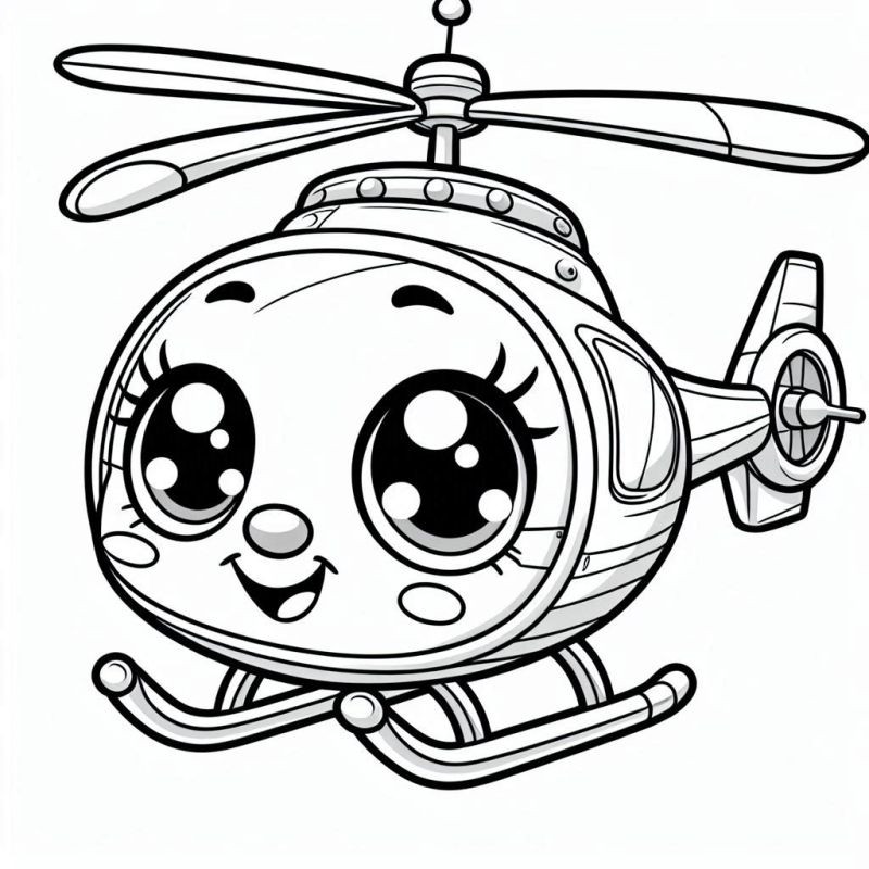 Süßer Hubschrauber Malvorlage zum Ausdrucken