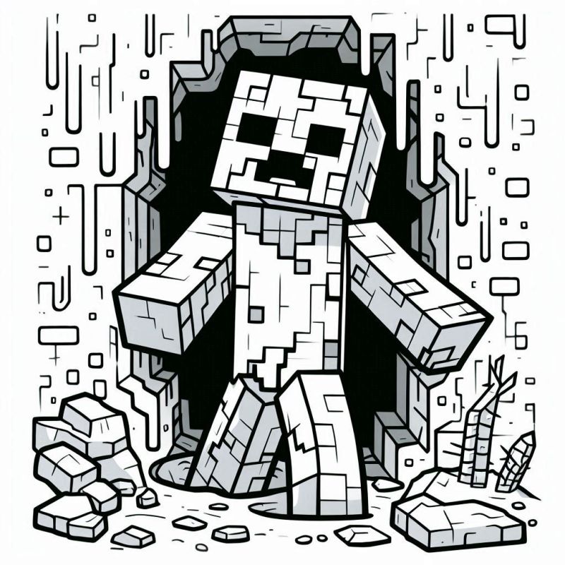 Ausmalbild Minecraft Skelett Charakter