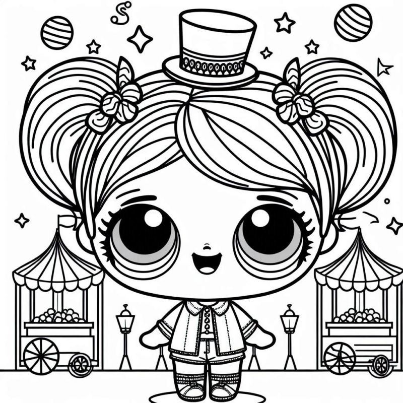 Ausmalbild lol Puppe im Zirkus zum Ausdrucken