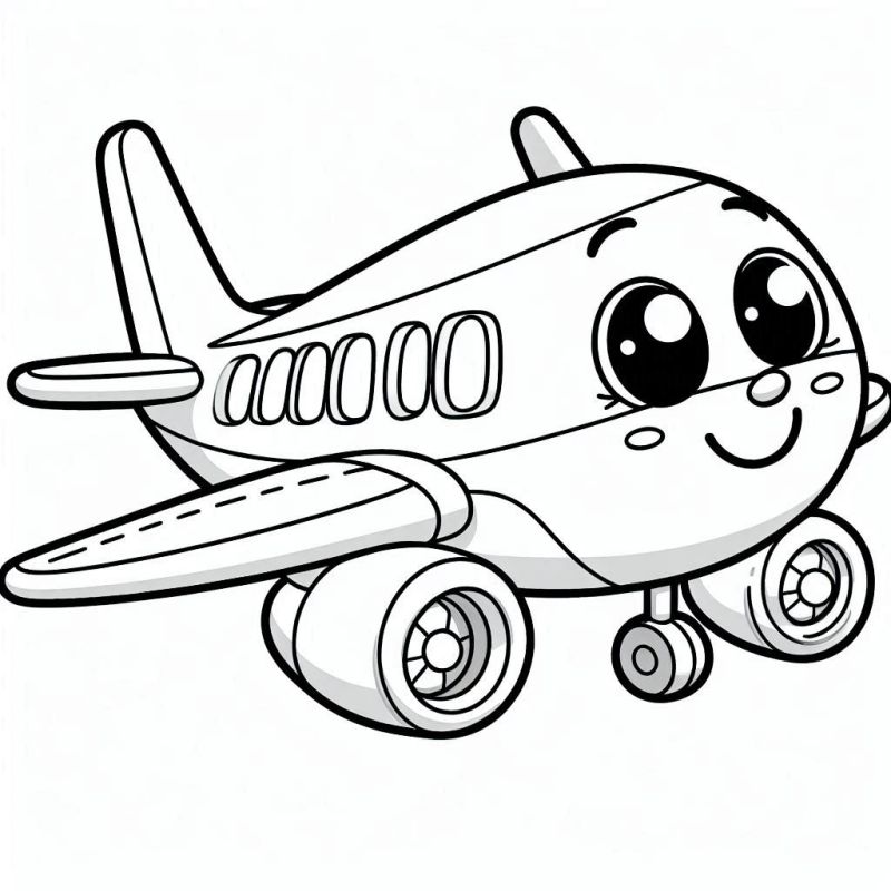 süße Flugzeug Ausmalbild zum Ausdrucken