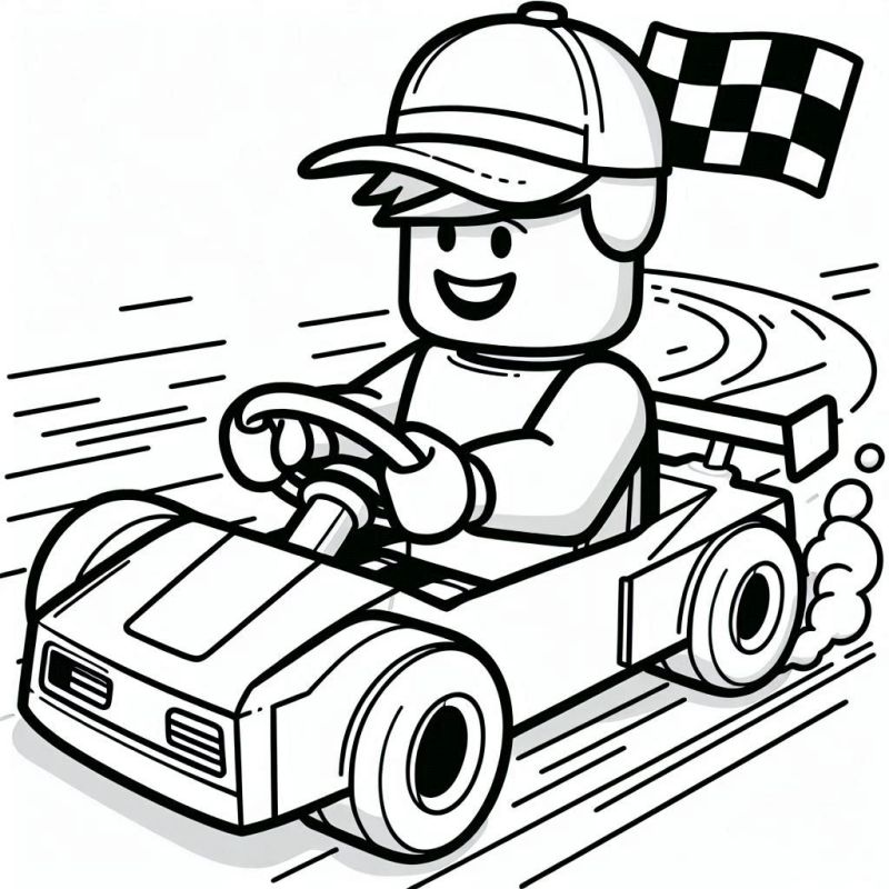 Ausmalbild Roblox mit Kartfahren