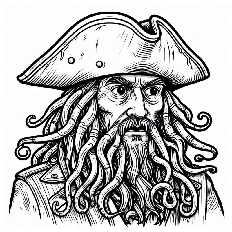 Detailliertes Piratenporträt Ausmalbild