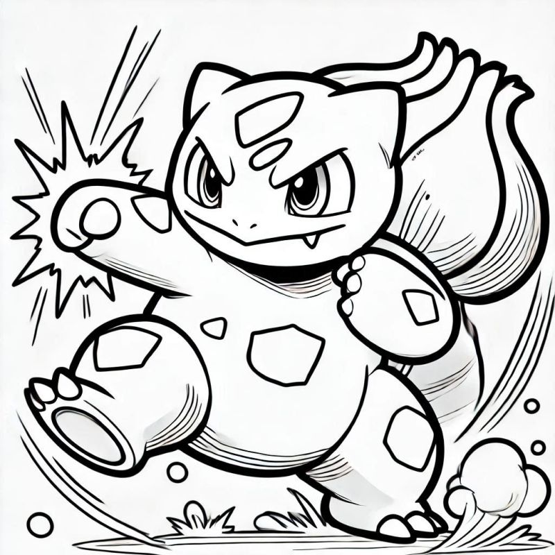 Dynamischer Bulbasaur Ausmalbild Kostenlos