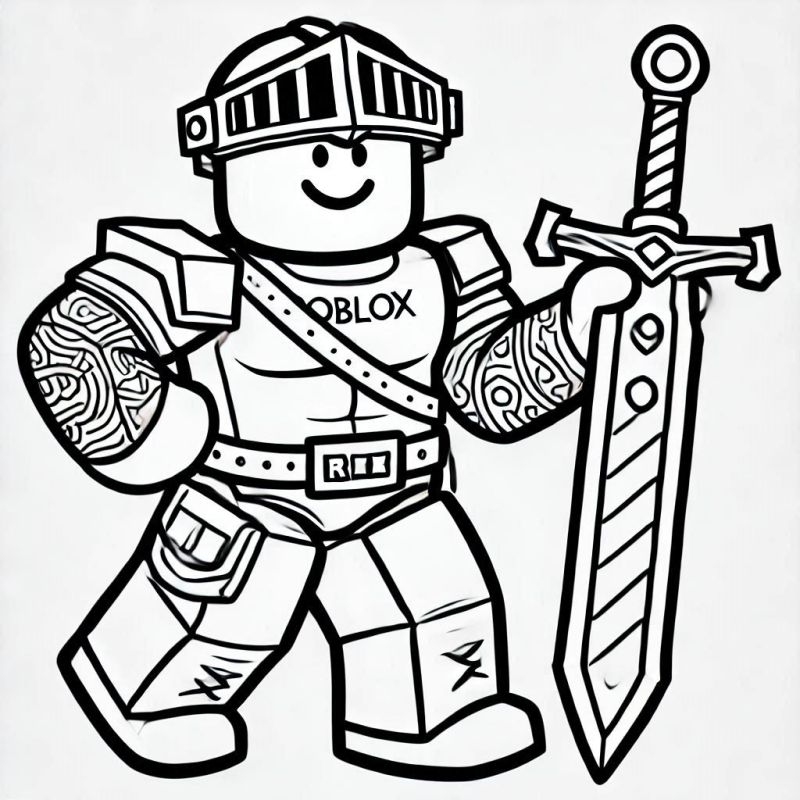 Krieger Roblox Ausmalbild kostenlos