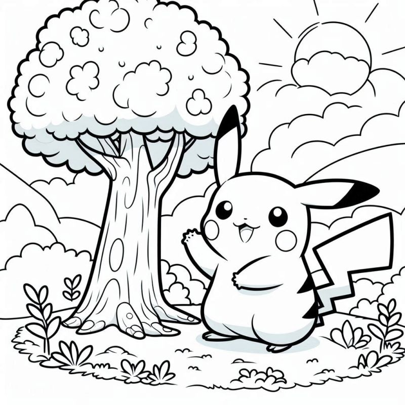 Glücklicher Pikachu von Pokemon Ausmalbild zum Ausdrucken
