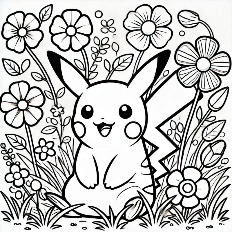 Fröhliches Pikachu Ausmalbild zum Ausdrucken
