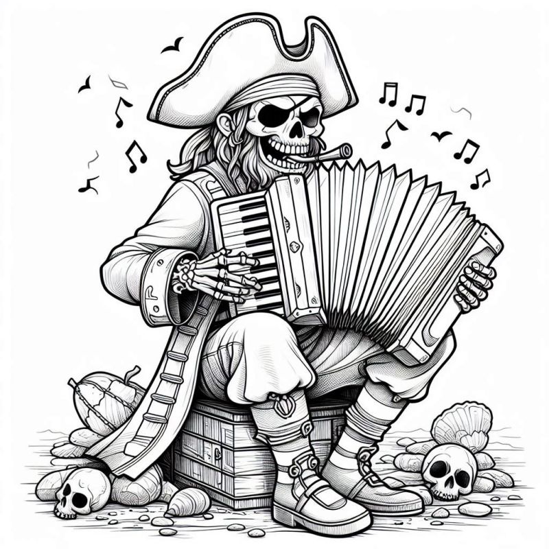 Piraten Skelett Malvorlage zum Ausdrucken