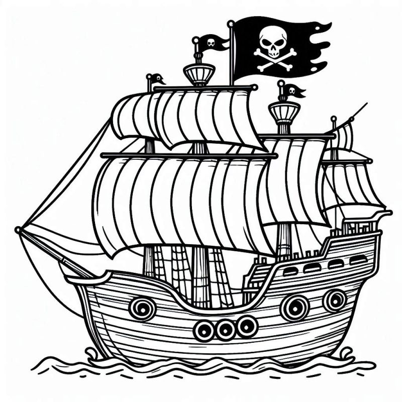 Ausmalbild Piratenschiffe