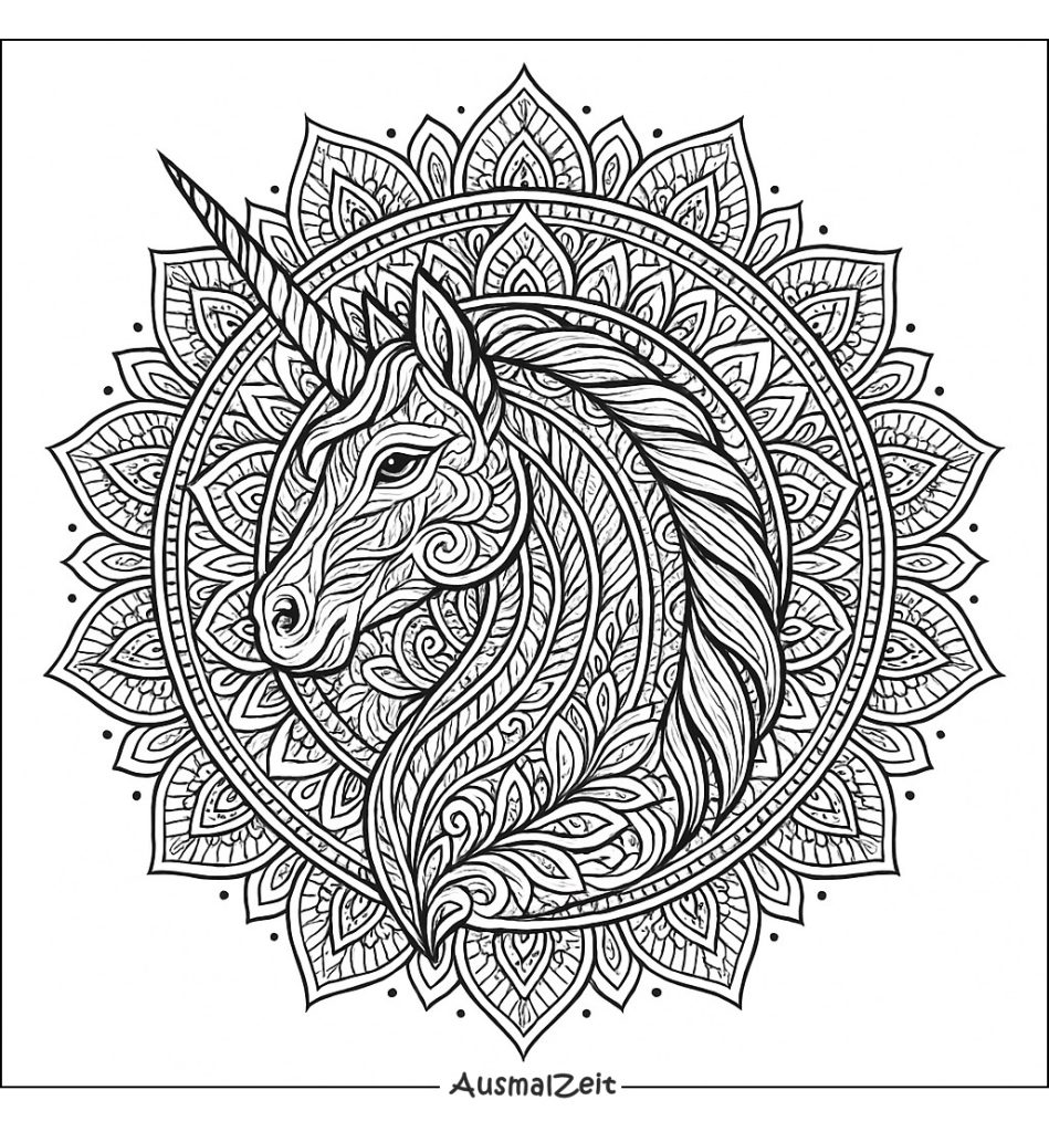 Einhorn Mandala Tiere Ausmalbild