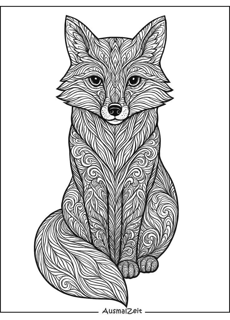 Mandala Fuchs Ausmalbild – detailreiche Malvorlage für Erwachsene