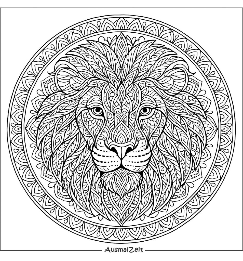 Löwenkopf Mandala Tiere Ausmalbild ausmalen
