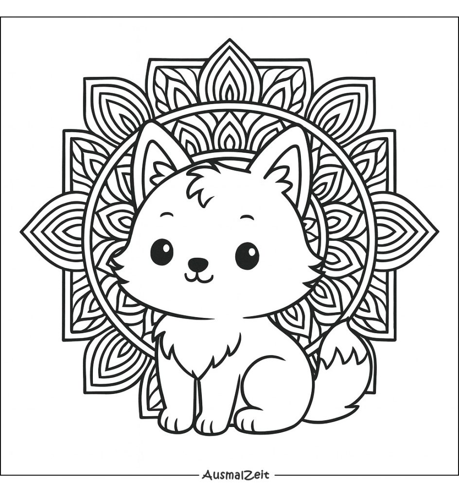 Mandala Ausmalbild Fuchs für Kinder zum Ausdrucken