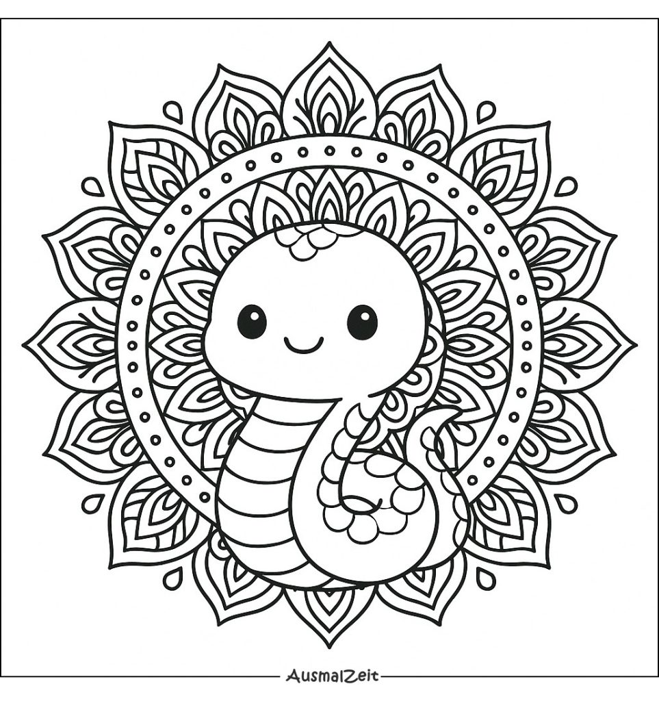 Schlange Tiere Mandala Ausmalbild Ausdrucken
