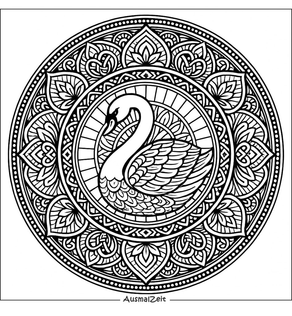 Pfau Tier Mandala Ausmalbild Ausdrucken Ausmalen