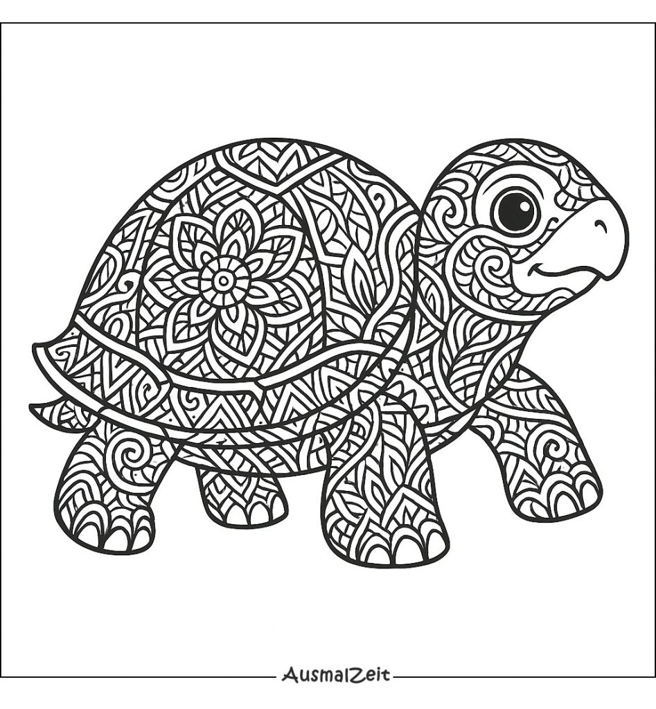 Schildkröte Tier Mandalas Ausmalbild Ausdrucken kostenlos