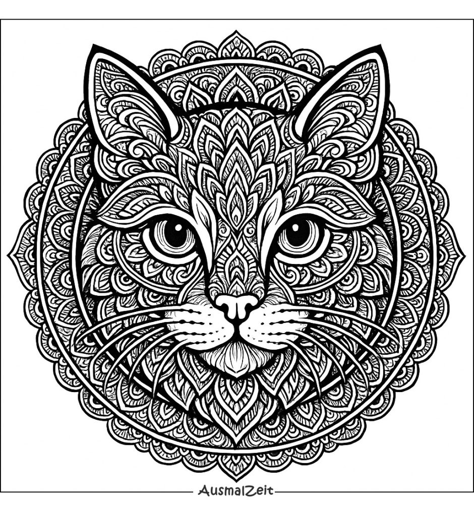 Katze Mandala Ausmalbild Schwierige