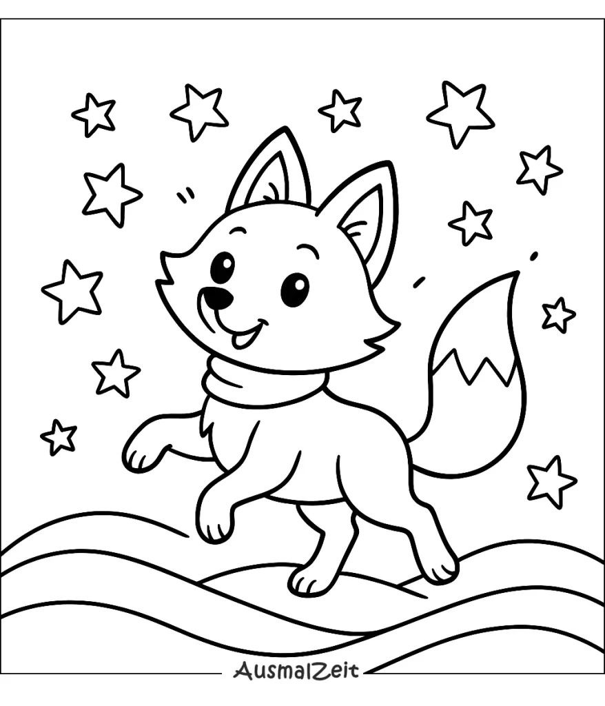 junges Fuchs Ausmalbild kostenlos herunterladen