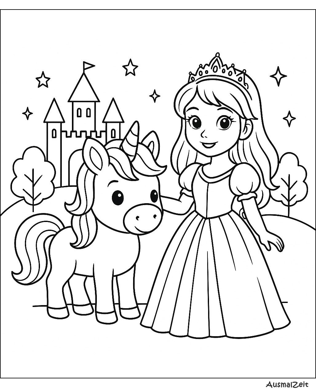 Niedliche Einhorn Ausmalbild kostenlos zum Ausdrucken