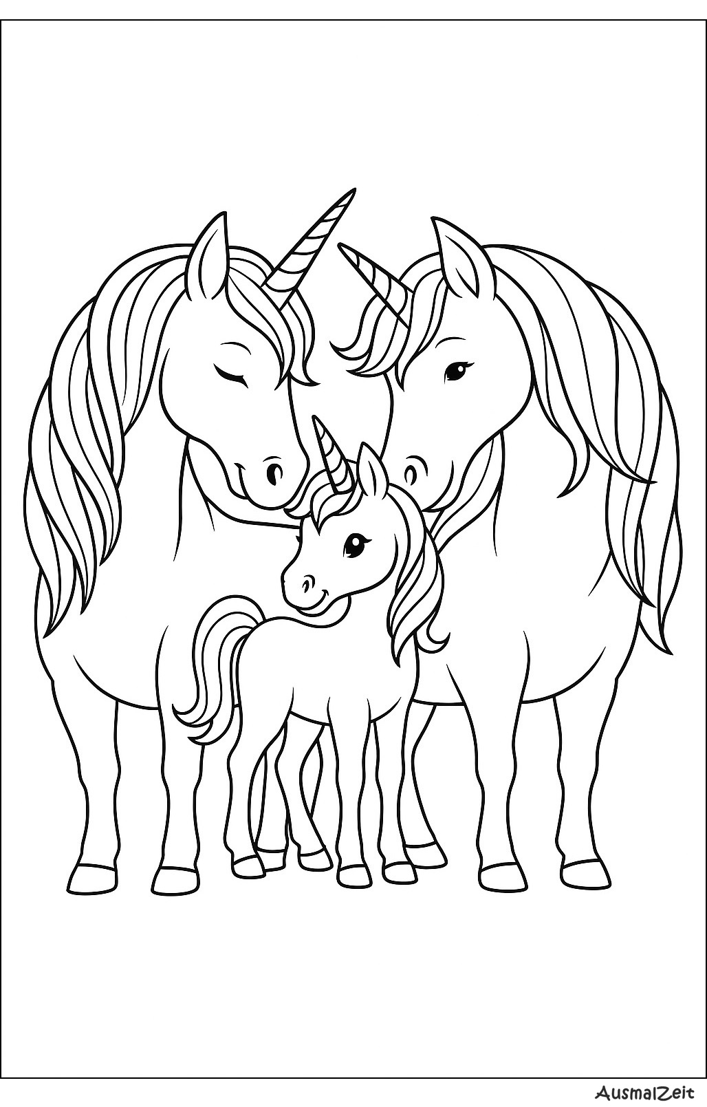 Einhorn Familie Ausmalbild